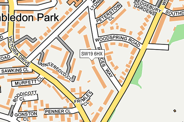 SW19 6HX map - OS OpenMap – Local (Ordnance Survey)
