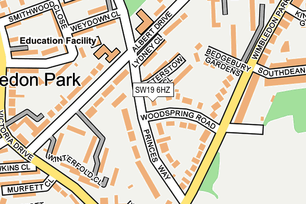 SW19 6HZ map - OS OpenMap – Local (Ordnance Survey)