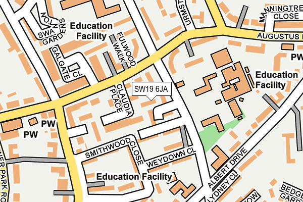 SW19 6JA map - OS OpenMap – Local (Ordnance Survey)