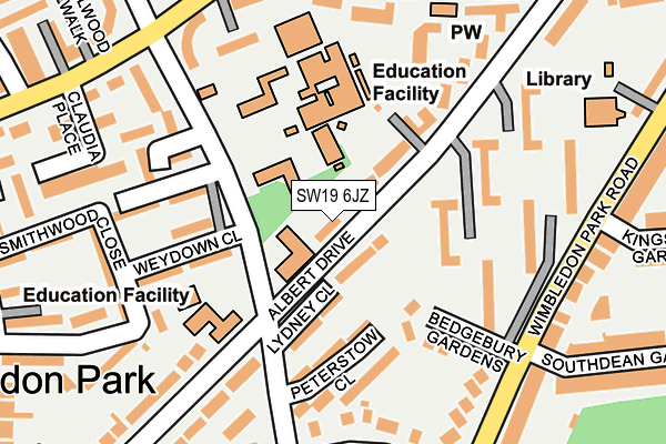 SW19 6JZ map - OS OpenMap – Local (Ordnance Survey)