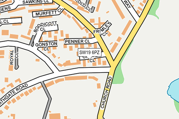 SW19 6PZ map - OS OpenMap – Local (Ordnance Survey)