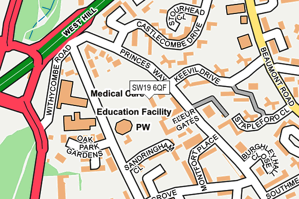 SW19 6QF map - OS OpenMap – Local (Ordnance Survey)
