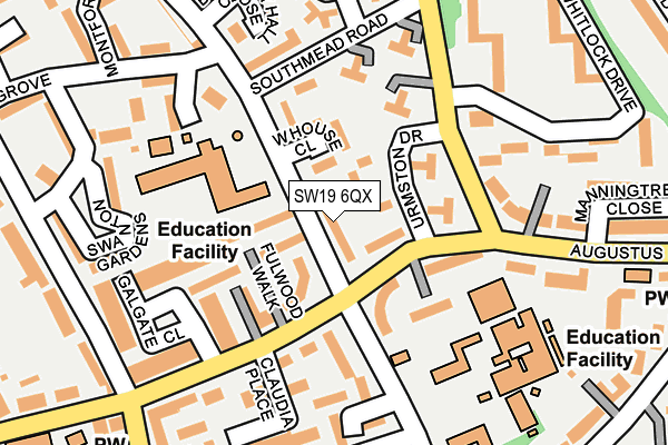SW19 6QX map - OS OpenMap – Local (Ordnance Survey)