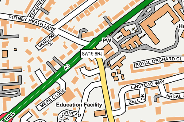 SW19 6RJ map - OS OpenMap – Local (Ordnance Survey)
