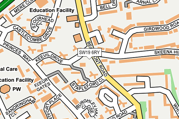 SW19 6RY map - OS OpenMap – Local (Ordnance Survey)