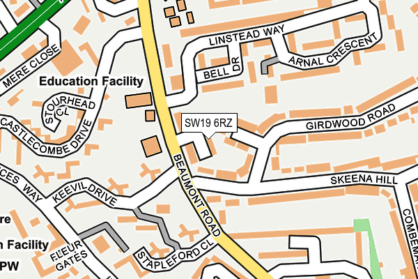 SW19 6RZ map - OS OpenMap – Local (Ordnance Survey)