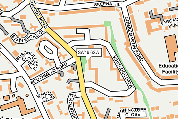 SW19 6SW map - OS OpenMap – Local (Ordnance Survey)