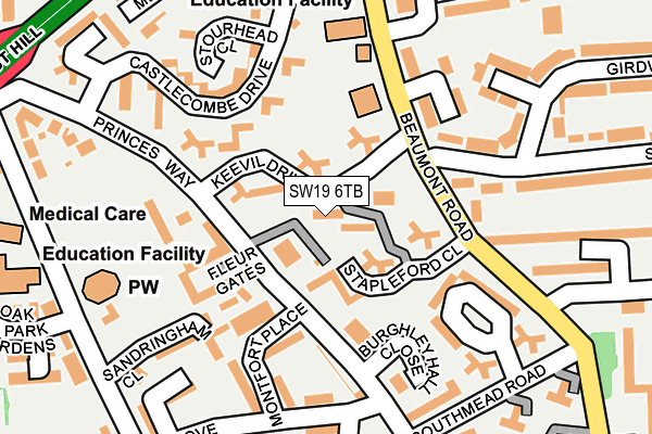 SW19 6TB map - OS OpenMap – Local (Ordnance Survey)