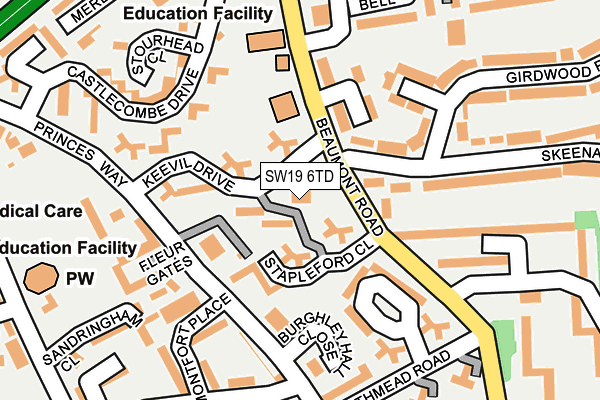 SW19 6TD map - OS OpenMap – Local (Ordnance Survey)