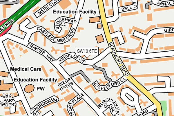 SW19 6TE map - OS OpenMap – Local (Ordnance Survey)