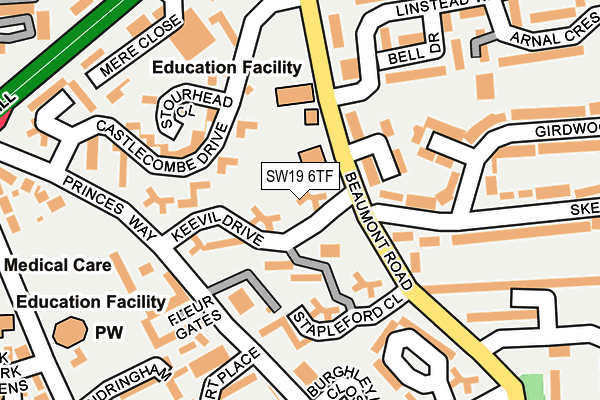 SW19 6TF map - OS OpenMap – Local (Ordnance Survey)