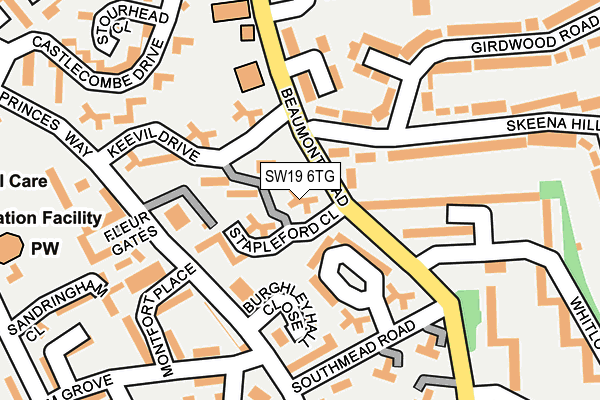 SW19 6TG map - OS OpenMap – Local (Ordnance Survey)