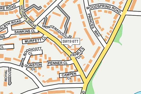 SW19 6TT map - OS OpenMap – Local (Ordnance Survey)