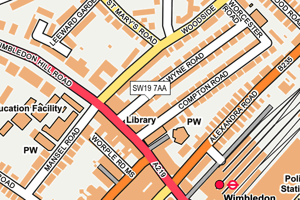 SW19 7AA map - OS OpenMap – Local (Ordnance Survey)