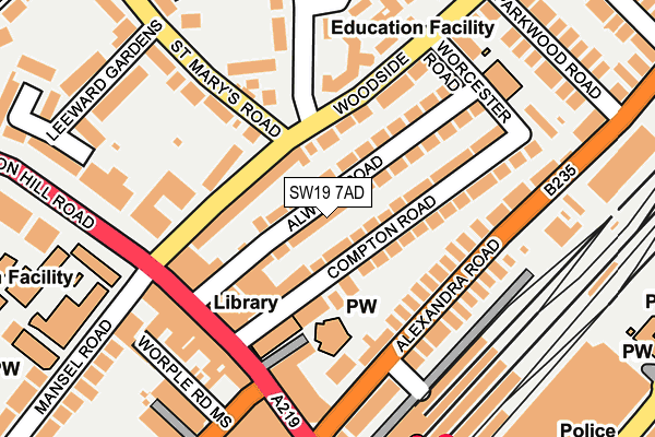 SW19 7AD map - OS OpenMap – Local (Ordnance Survey)