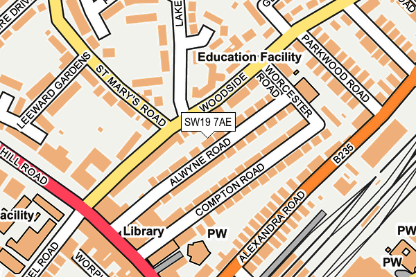 SW19 7AE map - OS OpenMap – Local (Ordnance Survey)