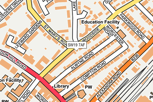 SW19 7AF map - OS OpenMap – Local (Ordnance Survey)