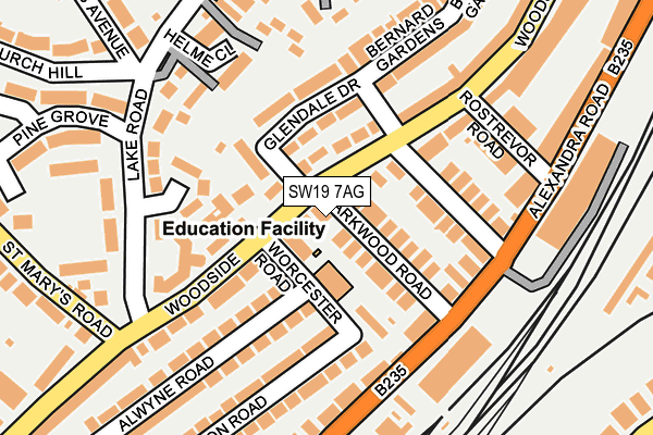 SW19 7AG map - OS OpenMap – Local (Ordnance Survey)