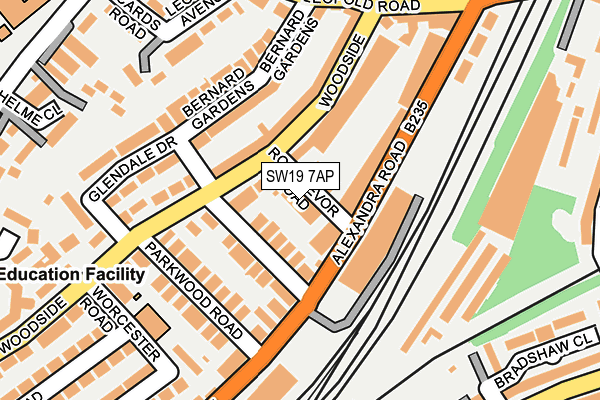 SW19 7AP map - OS OpenMap – Local (Ordnance Survey)