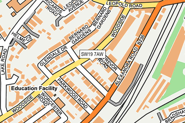 SW19 7AW map - OS OpenMap – Local (Ordnance Survey)