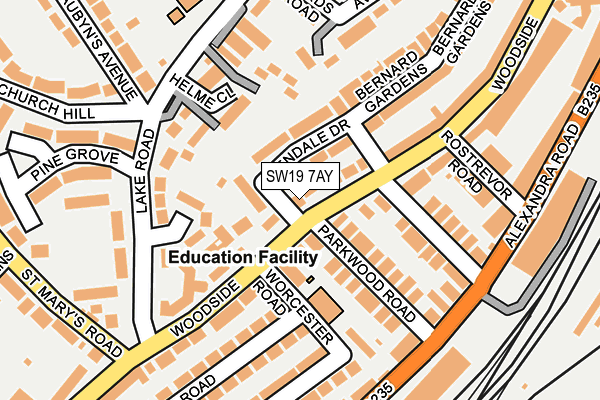 SW19 7AY map - OS OpenMap – Local (Ordnance Survey)