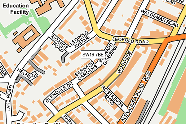 SW19 7BE map - OS OpenMap – Local (Ordnance Survey)