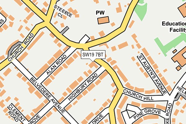 SW19 7BT map - OS OpenMap – Local (Ordnance Survey)