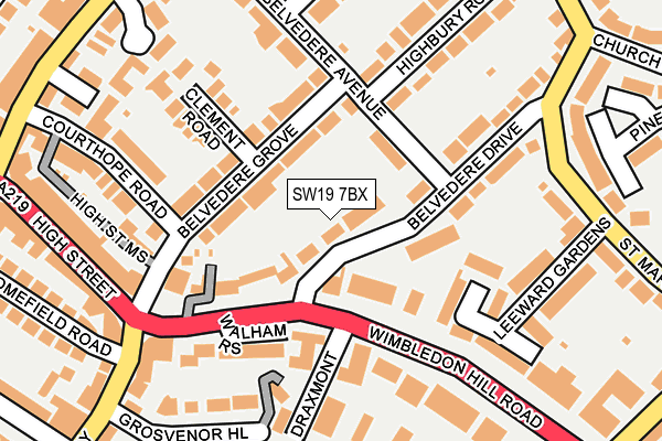 SW19 7BX map - OS OpenMap – Local (Ordnance Survey)