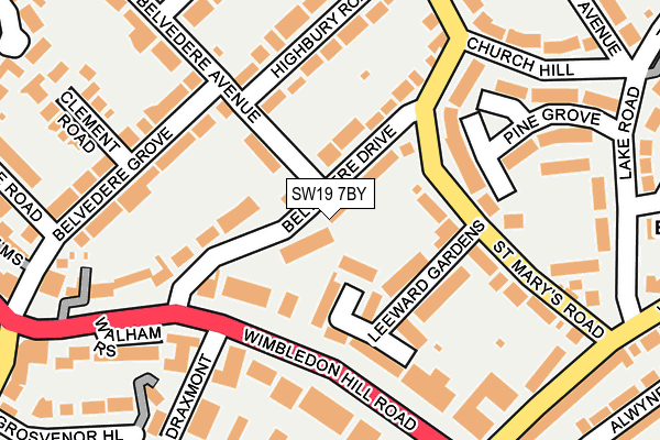 SW19 7BY map - OS OpenMap – Local (Ordnance Survey)
