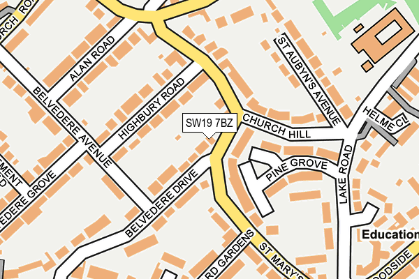 SW19 7BZ map - OS OpenMap – Local (Ordnance Survey)