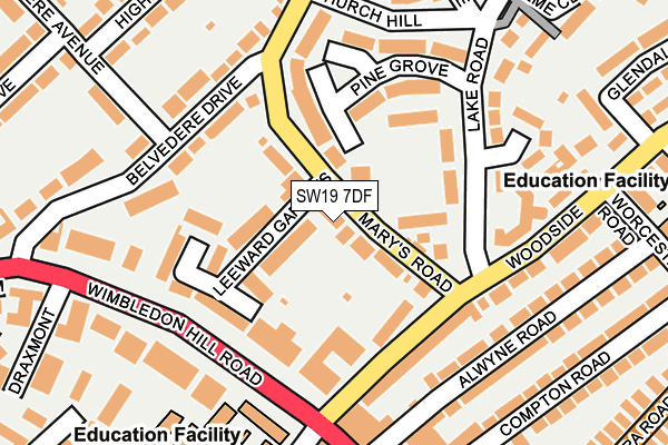 SW19 7DF map - OS OpenMap – Local (Ordnance Survey)