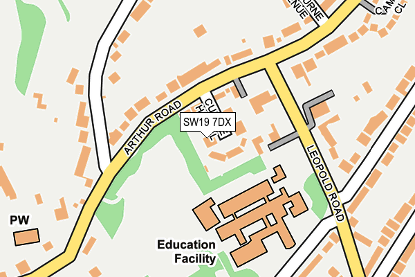 SW19 7DX map - OS OpenMap – Local (Ordnance Survey)