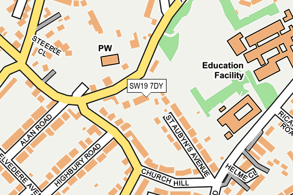 SW19 7DY map - OS OpenMap – Local (Ordnance Survey)