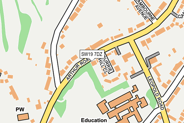 SW19 7DZ map - OS OpenMap – Local (Ordnance Survey)