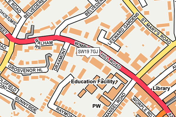 SW19 7GJ map - OS OpenMap – Local (Ordnance Survey)