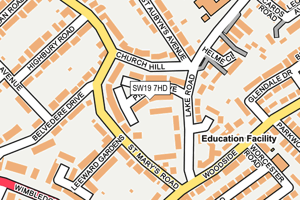 SW19 7HD map - OS OpenMap – Local (Ordnance Survey)