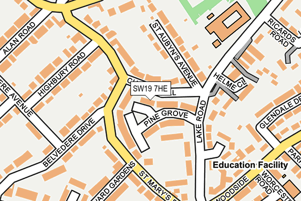 SW19 7HE map - OS OpenMap – Local (Ordnance Survey)