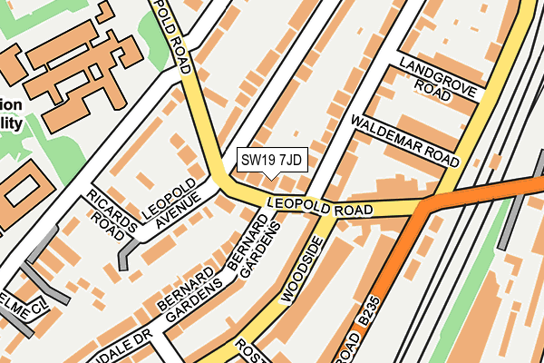 SW19 7JD map - OS OpenMap – Local (Ordnance Survey)