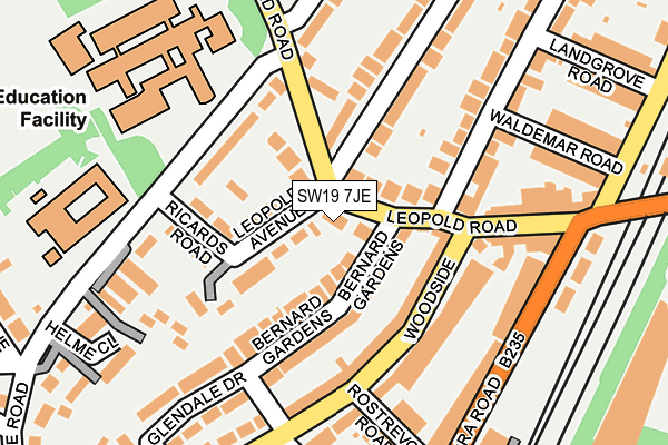 SW19 7JE map - OS OpenMap – Local (Ordnance Survey)