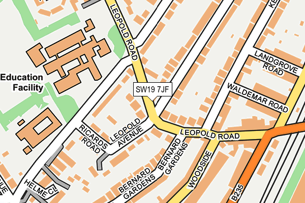 SW19 7JF map - OS OpenMap – Local (Ordnance Survey)