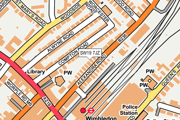SW19 7JZ map - OS OpenMap – Local (Ordnance Survey)