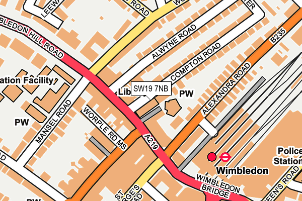 SW19 7NB map - OS OpenMap – Local (Ordnance Survey)
