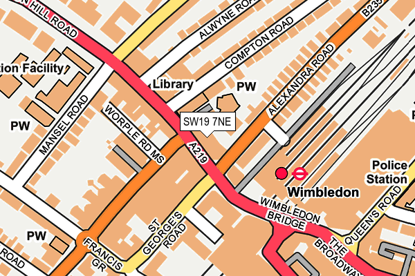 SW19 7NE map - OS OpenMap – Local (Ordnance Survey)