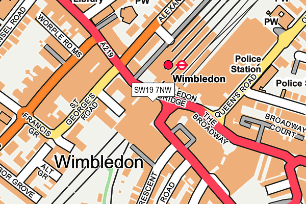 SW19 7NW map - OS OpenMap – Local (Ordnance Survey)