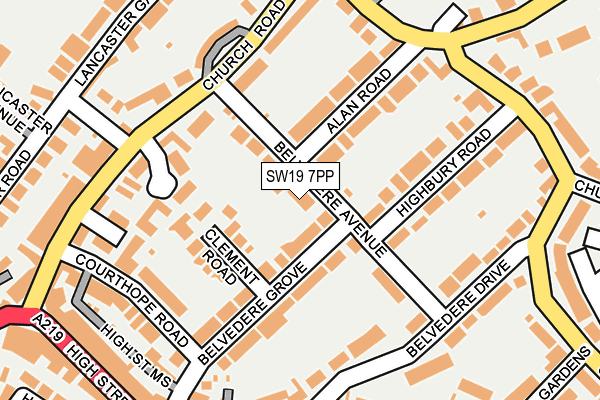 SW19 7PP map - OS OpenMap – Local (Ordnance Survey)