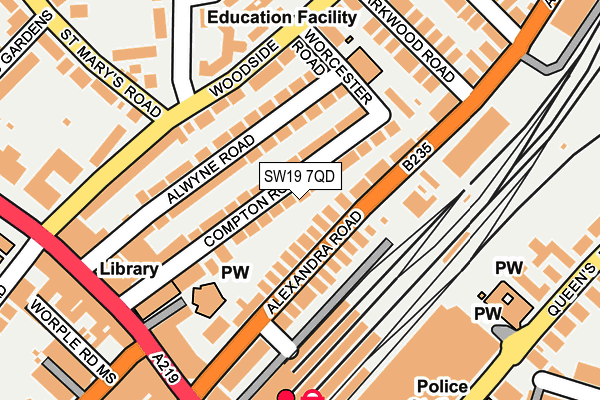 SW19 7QD map - OS OpenMap – Local (Ordnance Survey)
