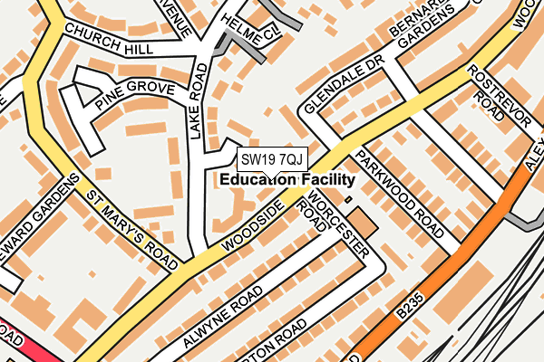 SW19 7QJ map - OS OpenMap – Local (Ordnance Survey)