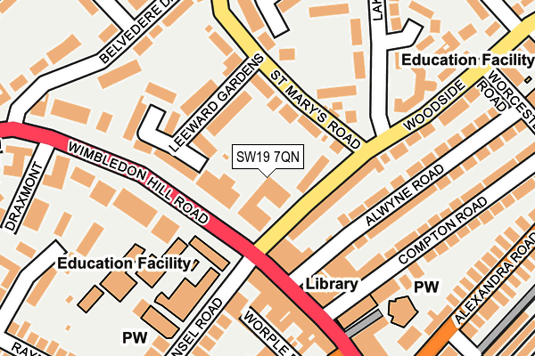 SW19 7QN map - OS OpenMap – Local (Ordnance Survey)