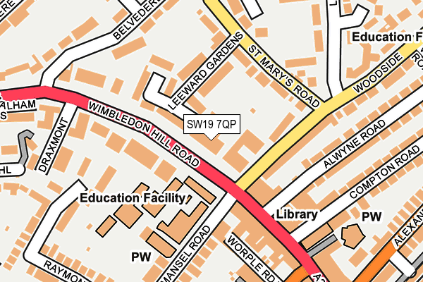 SW19 7QP map - OS OpenMap – Local (Ordnance Survey)