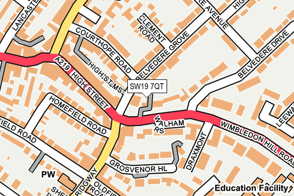 SW19 7QT map - OS OpenMap – Local (Ordnance Survey)